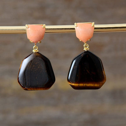 Amethyst - Tiger Eye Stud Earring