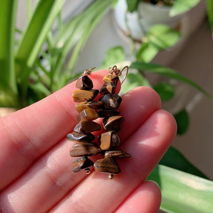 Natural Crystal Gravel Chips Earrings