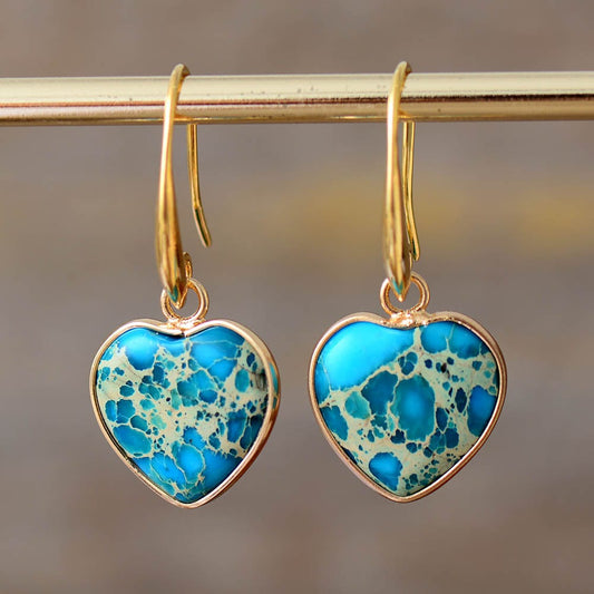 Heart Shape Natural Crystal Dangle Earrings