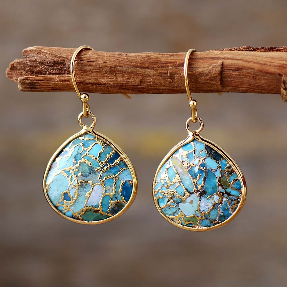 Turquoise Stone Teardrop Earrings