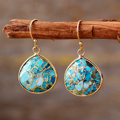 Turquoise Stone Teardrop Earrings