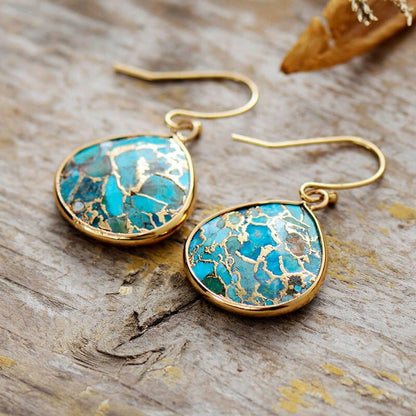 Turquoise Stone Teardrop Earrings