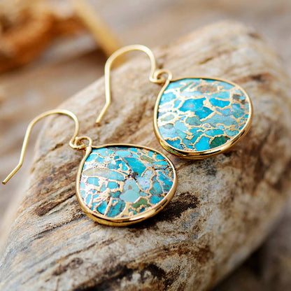 Turquoise Stone Teardrop Earrings