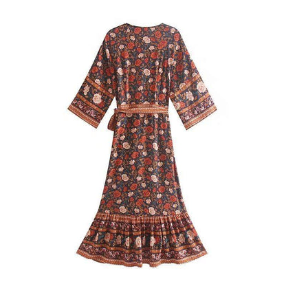 Valeria Midi Dress in Brown