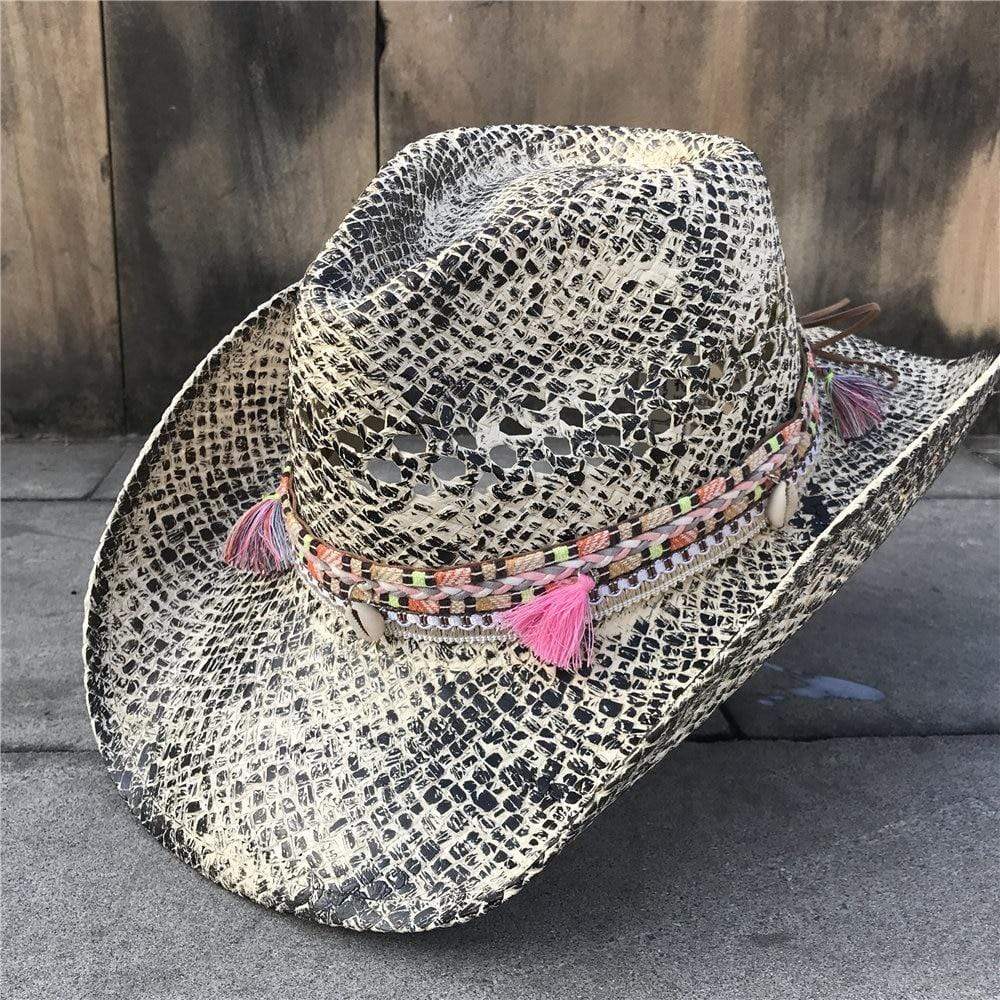 Mock-Snake Design Cowgirl Hat