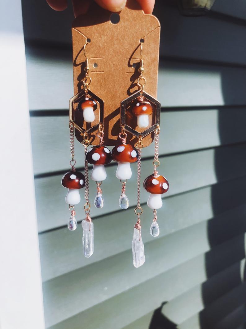 Woodland Mushroom Drop Earrings