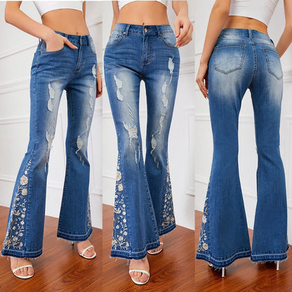 Yasmin Embroidered Flared Jeans