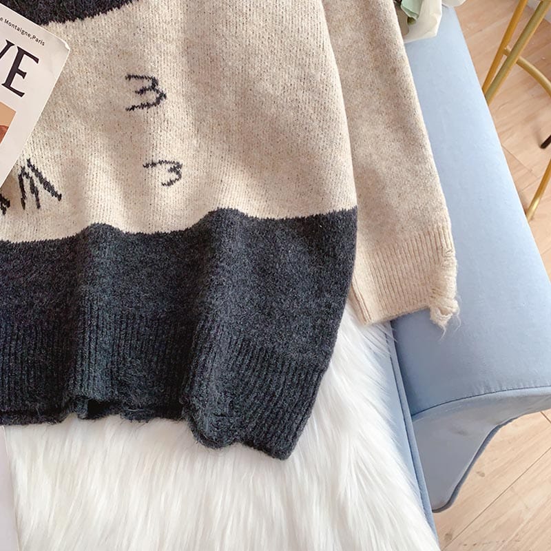 Yin & Yang Cats Knit Sweater