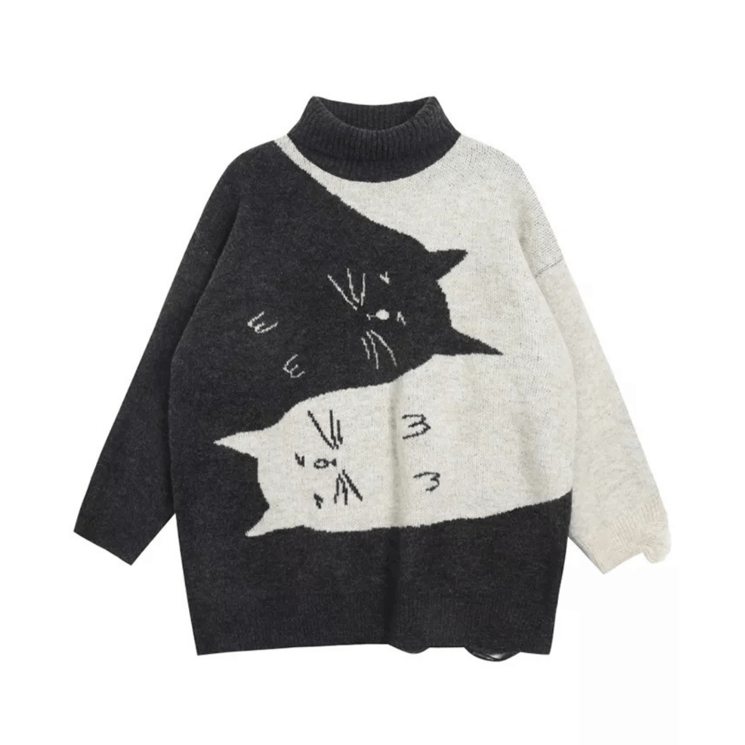 Yin & Yang Cats Knit Sweater