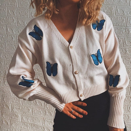 Embroidered Butterflies Cardigan