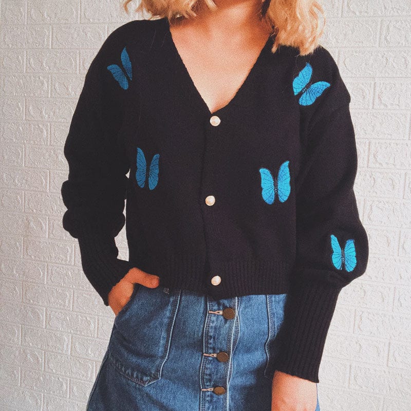 Embroidered Butterflies Cardigan