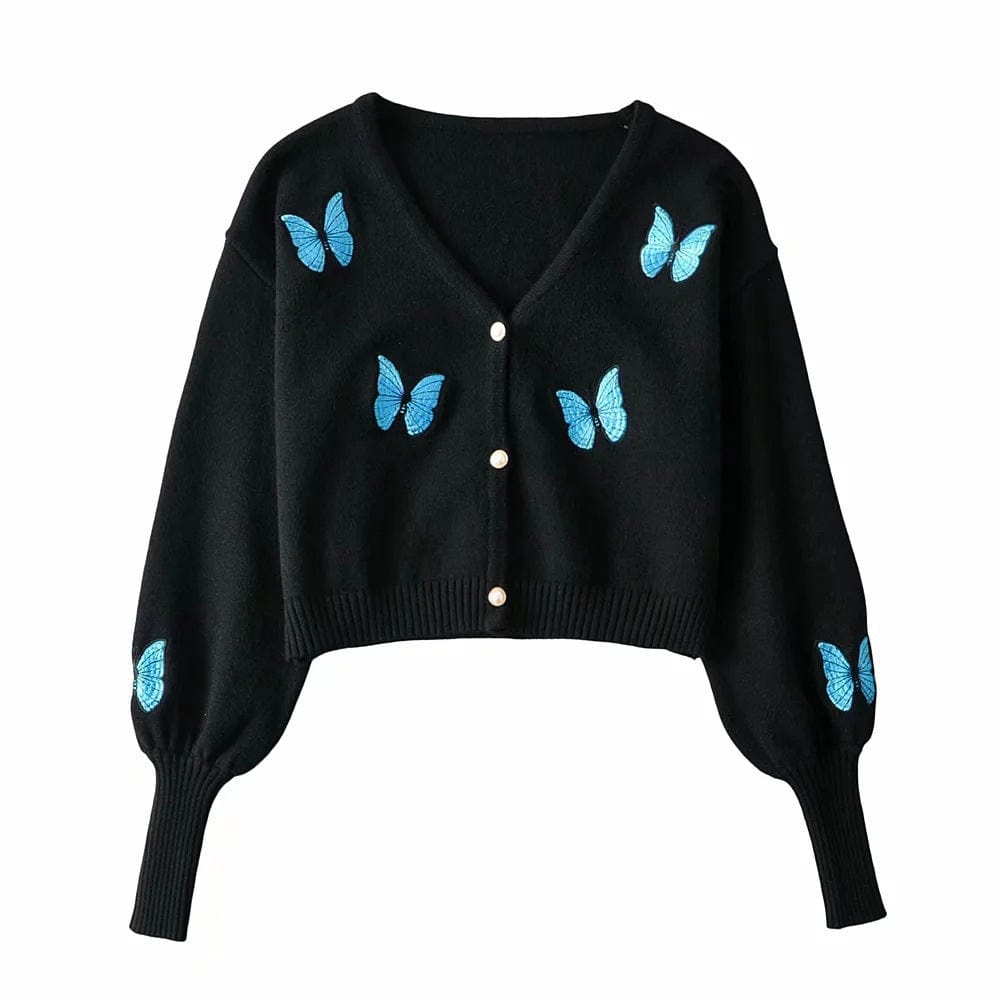 Embroidered Butterflies Cardigan