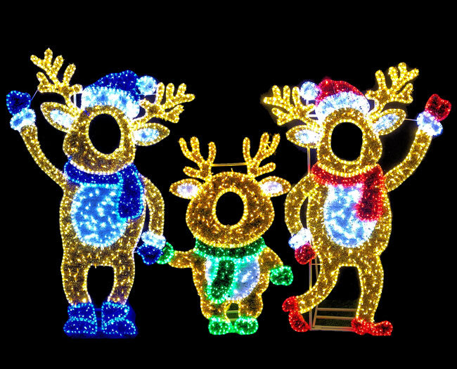 Christmas Photo Booth Lighted Reindeer Family