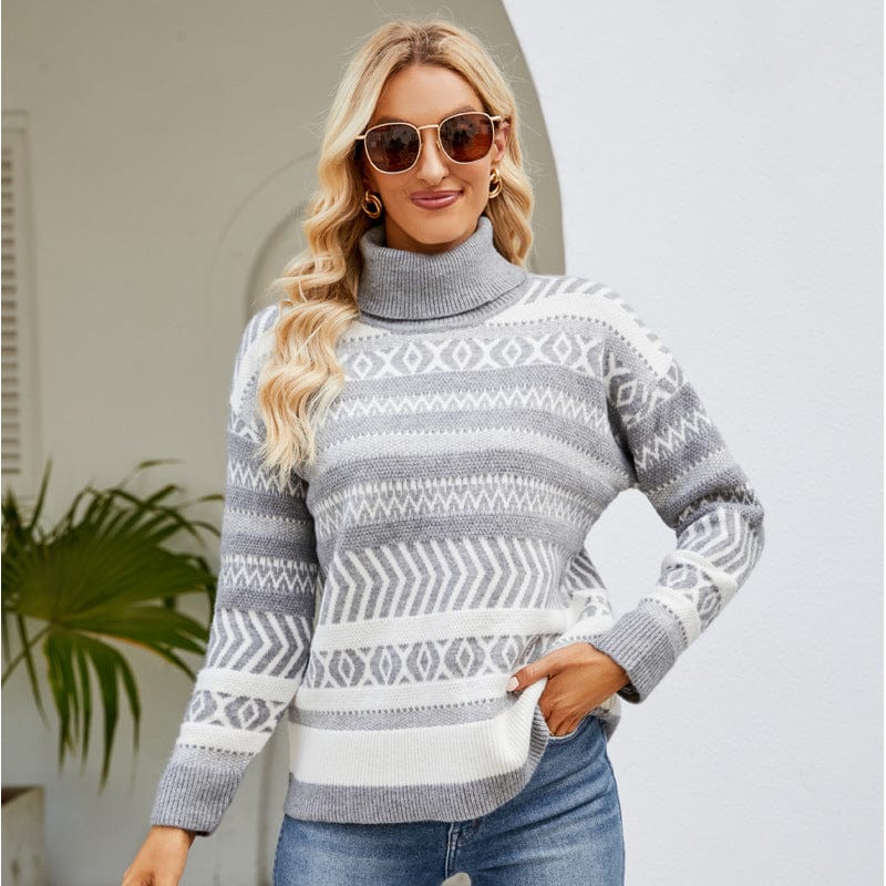 Benet Geometric Pattern Turtleneck Sweater