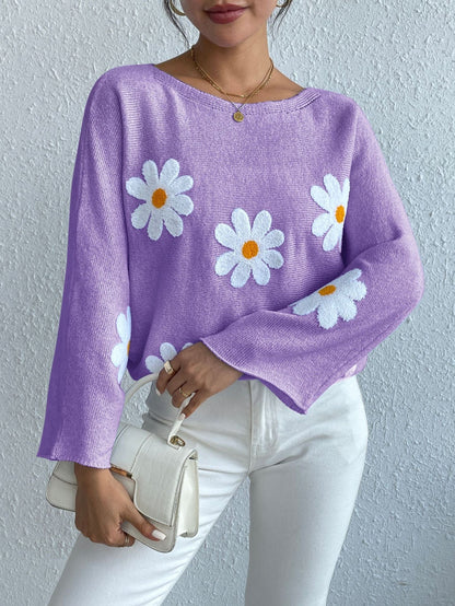 Kendall Embroidered Daisies Sweater