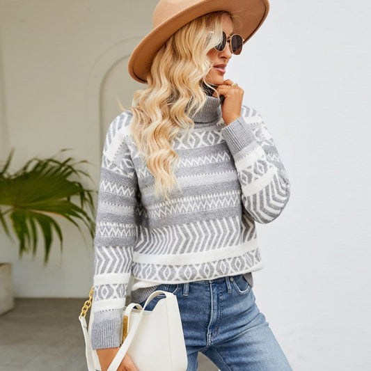 Benet Geometric Pattern Turtleneck Sweater