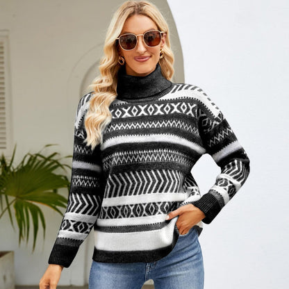 Benet Geometric Pattern Turtleneck Sweater