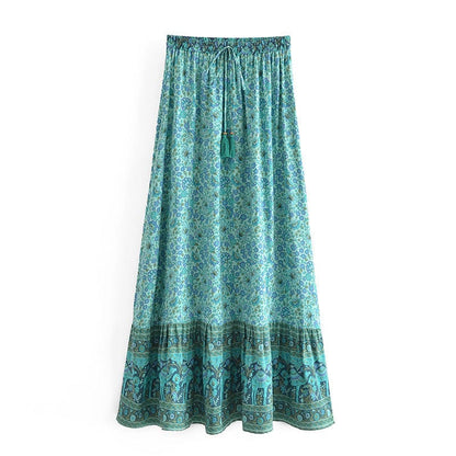 Azure Boho Maxi Skirt