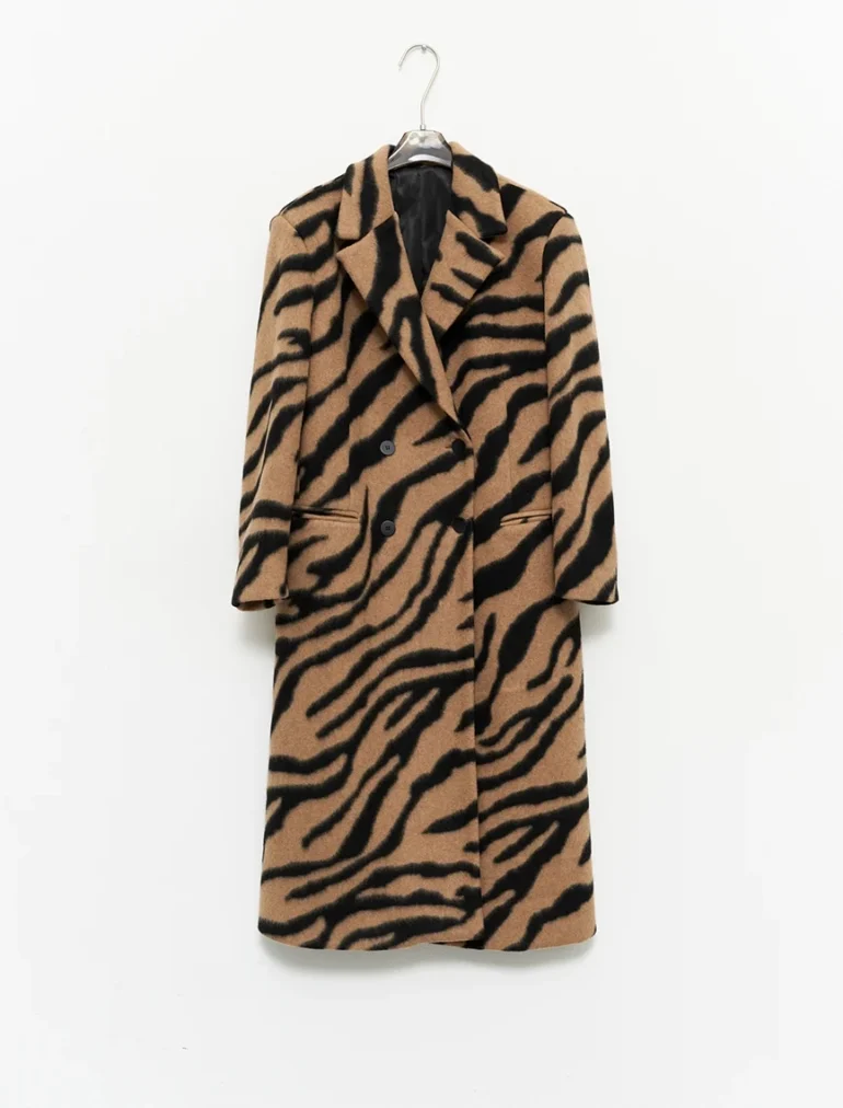 Long Brown Coat With A Zebra Print