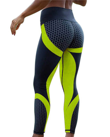 High-Waisted Hip Lift Beehive Print Yoga Pants